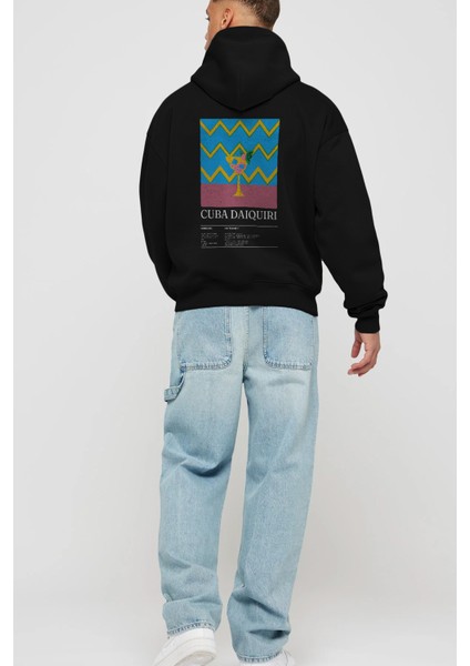 Cuba Daiquiri Kokteyl Arka Baskılı Hoodie Oversize Kapüşonlu Sweatshirt Erkek Kadın fırsatları