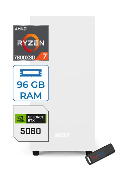 Minix H210 Amd Ryzen 7 7800X3D 96GB (6400MHZ) Ddr5 512GB SSD 8GB/RTX5060 Windows 11 Pro 750W Masaüstü Bilgisayar ETMINR78X5060P17