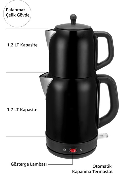 Fresco 2'si 1 Arada Paslanmaz Çelik Çay Makinesi & Su Isıtıcı kettle modelleri