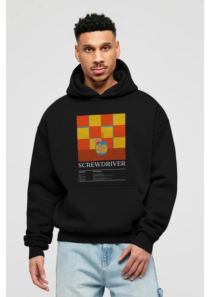 Screwdriver Kokteyl Ön Baskılı Hoodie Oversize Kapüşonlu Sweatshirt Erkek Kadın