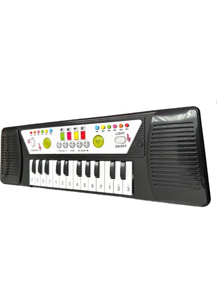 Sesli Işıklı 24 Tuşlu Çocuk Piyano Siyah Müzik Org