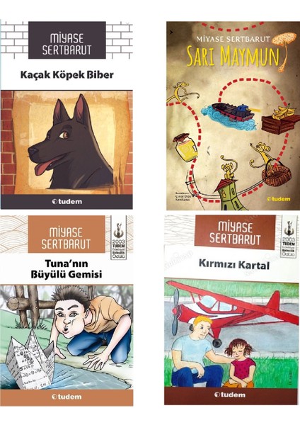 Miyase Sertbarut Seti - Kaçak Köpek Biber, Sarı Maymun, Kırmızı Kartal,tuna'nın Büyülü Gemisi 4 Kitap