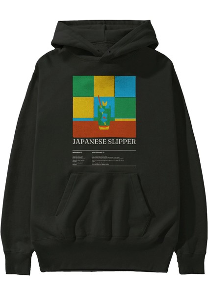 Japanese Slipper Kokteyl Ön Baskılı Hoodie Oversize Kapüşonlu Sweatshirt Erkek Kadın fiyatları