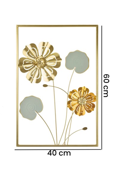 Deco Gerbera Metal Tablo - Altın / Gri - 40X60 cm fırsatları
