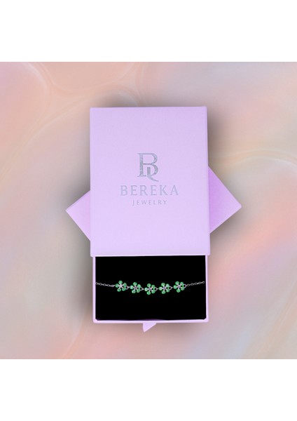 Zümrüt Yeşili Çiçek Figürlü Bileklik – 925 Ayar Gümüş modelleri