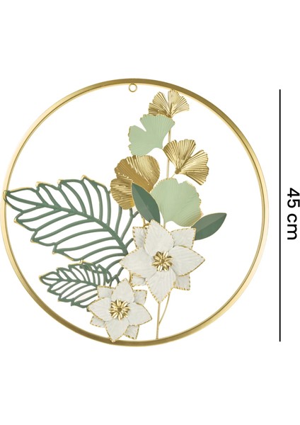 Deco Buket Metal Tablo - Altın / Yeşil - 45 cm fırsatları