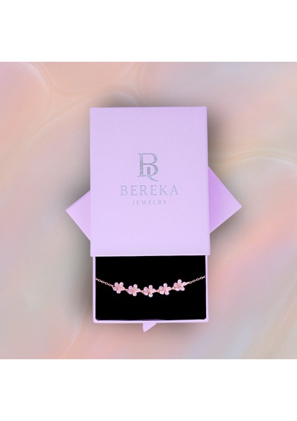 Pembe Çiçek Motifli Bileklik – 925 Ayar Gümüş modelleri