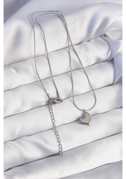 Bfs 316L Çelik Gümüş Renk Minimal Kalp Tasarımlı Kolye fiyatları