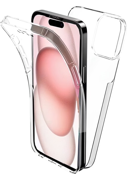 Apple iPhone 15 Plus 6.7'' Çift Taraflı Silikon Kılıf Şeffaf
