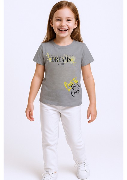 Kız Çocuk Tshirt Pistachio Baskılı Bisiklet Yaka E2