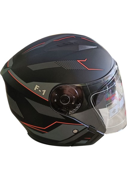 Güneş Vizörlü Açık Motosiklet Kaskı (Mat Siyah)