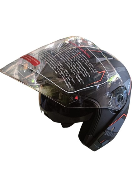 Güneş Vizörlü Açık Motosiklet Kaskı (Mat Siyah)