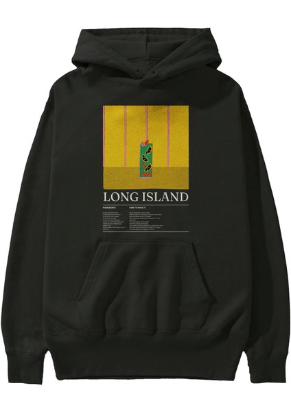 Long Island Kokteyl Ön Baskılı Hoodie Oversize Kapüşonlu Sweatshirt Erkek Kadın fiyatları