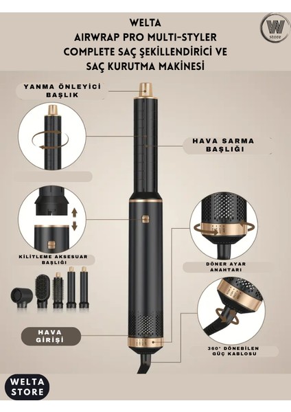 Airwrap Pro Multi-Styler Complete Uzun Hava Üflemeli Saç Şekillendirici &kurutma Makinesi 5 In 1 Set indirimleri