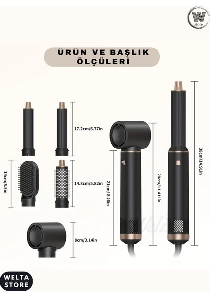 Airwrap Pro Multi-Styler Complete Uzun Hava Üflemeli Saç Şekillendirici &kurutma Makinesi 5 In 1 Set