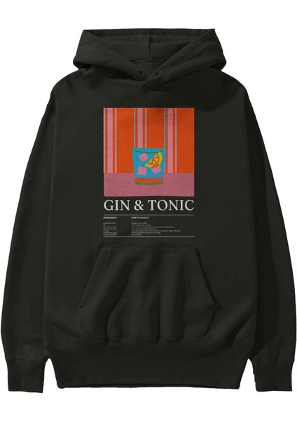Gin Tonik Kokteyl Ön Baskılı Hoodie Oversize Kapüşonlu Sweatshirt Erkek Kadın fiyatları