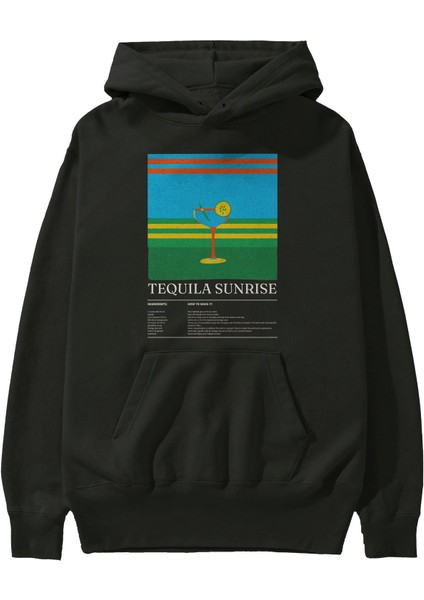 Tequila Sunrise Kokteyl Ön Baskılı Hoodie Oversize Kapüşonlu Sweatshirt Erkek Kadın fiyatları