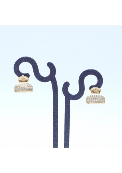 Taşlı Toka Model Lüks Çelik Küpe - 316L Cerrahi Çelik Küpe