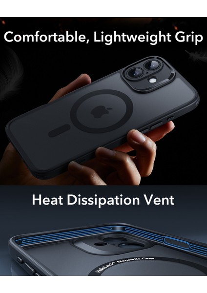 Iphone 16 Plus Halolock Magsafe Hybrid Silikon Kılıf Buzlu Siyah + Ekran Koruyucu Set modelleri