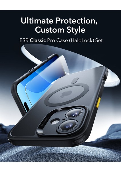 Iphone 16 Plus Halolock Magsafe Hybrid Silikon Kılıf Buzlu Siyah + Ekran Koruyucu Set