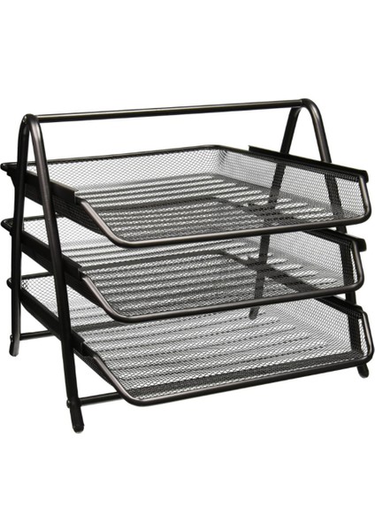 Siyah 3 Katlı Metal Tel Evrak Rafı ND-1005