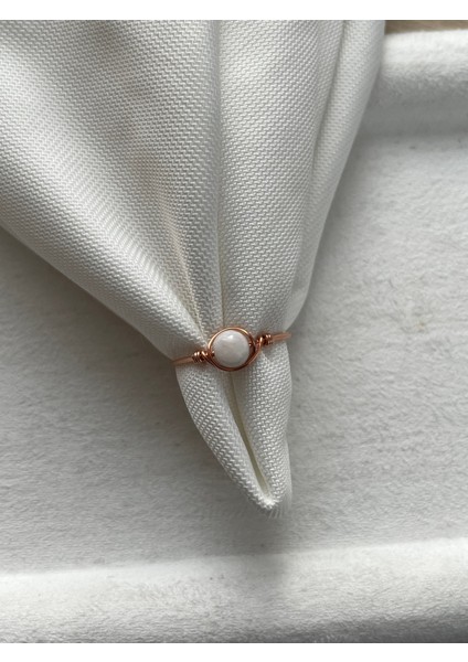 Ay Taşı Ayarlanabilir Bakır Renk Tel Yüzük