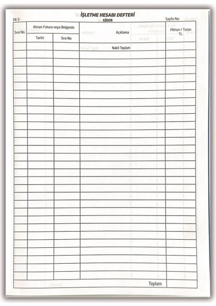 Işletme Hesabı Gelir - Gider Defteri 2 Adet modelleri