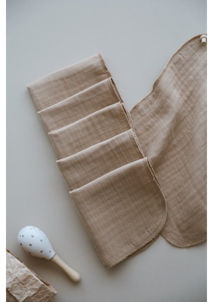 4 Kat Müslin 6 Adet Kahve 25*25 Ağız Mendili