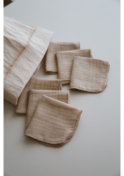 4 Kat Müslin 6 Adet Kahve 25*25 Ağız Mendili modelleri