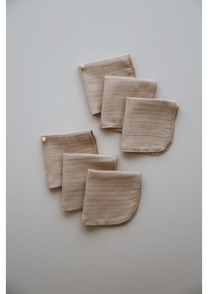 4 Kat Müslin 6 Adet Kahve 25*25 Ağız Mendili