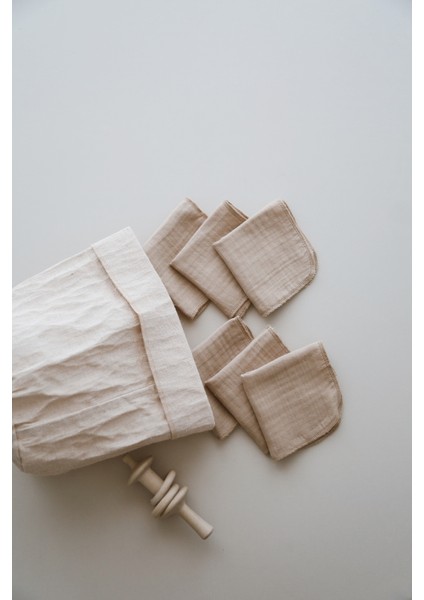 4 Kat Müslin 6 Adet Kahve 25*25 Ağız Mendili