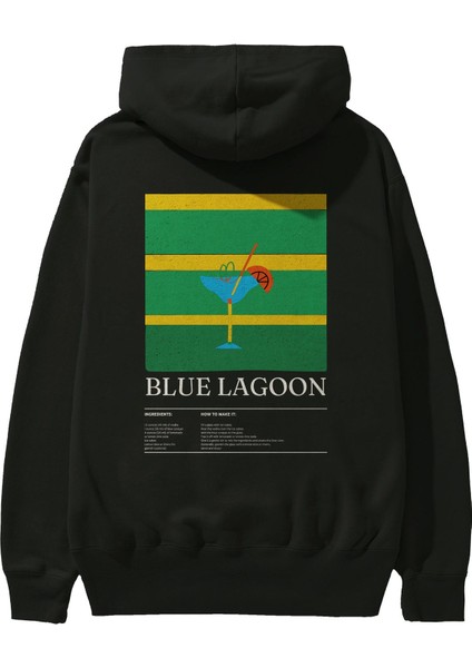 Blue Lagoon Kokteyl Arka Baskılı Hoodie Oversize Kapüşonlu Sweatshirt Erkek Kadın fiyatları