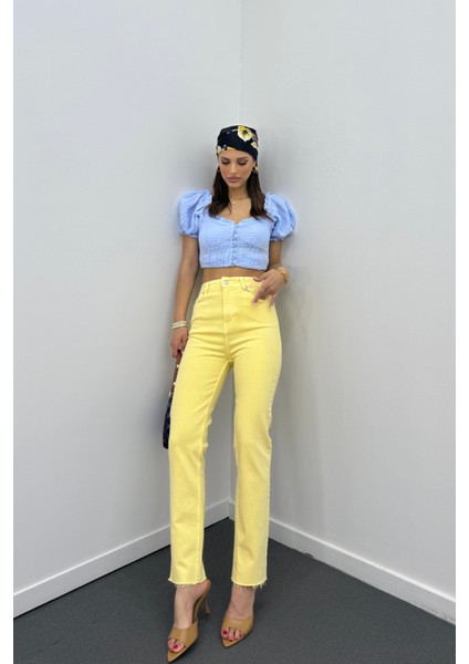Juliet Açık Sarı Renk Yüksek Bel Slim Fit Jeans fiyatları