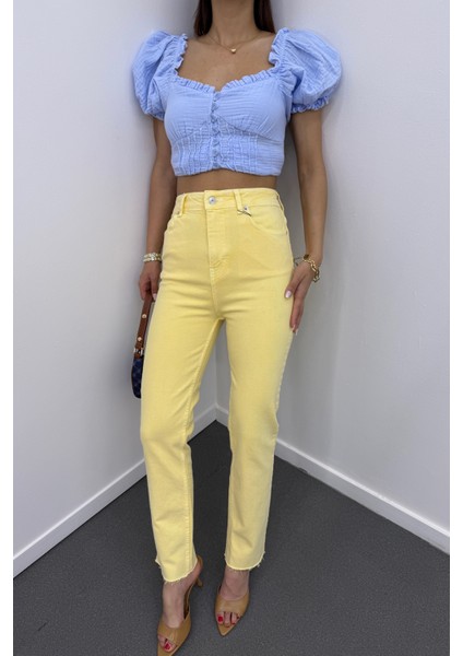 Juliet Açık Sarı Renk Yüksek Bel Slim Fit Jeans modelleri