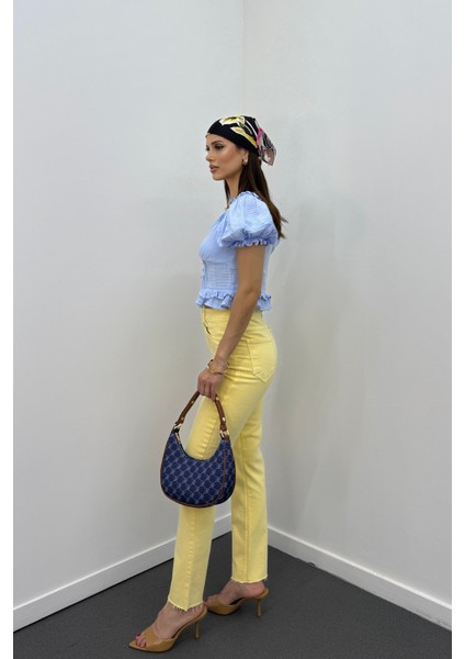 Juliet Açık Sarı Renk Yüksek Bel Slim Fit Jeans fırsatları
