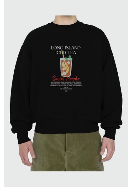 Long Island Iced Tea Ön Baskılı Oversize Sweatshirt Erkek Kadın Unisex fiyatları
