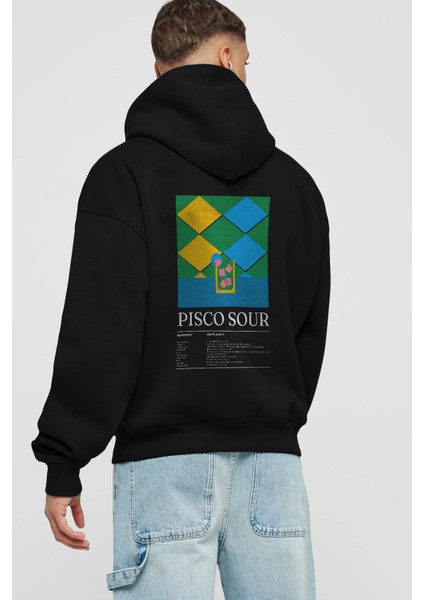 Pisco Sour Kokteyl Arka Baskılı Hoodie Oversize Kapüşonlu Sweatshirt Erkek Kadın