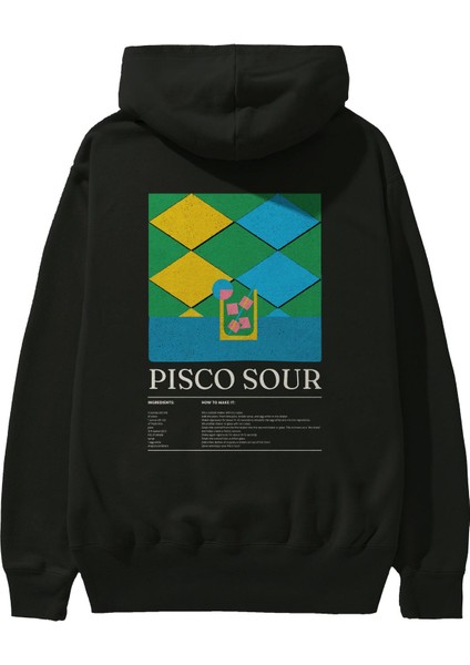 Pisco Sour Kokteyl Arka Baskılı Hoodie Oversize Kapüşonlu Sweatshirt Erkek Kadın fiyatları
