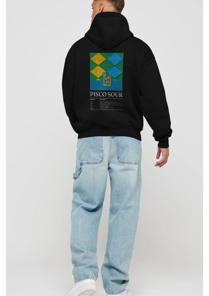 Pisco Sour Kokteyl Arka Baskılı Hoodie Oversize Kapüşonlu Sweatshirt Erkek Kadın fırsatları