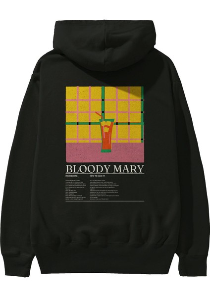 Bloody Mary Kokteyl Arka Baskılı Hoodie Oversize Kapüşonlu Sweatshirt Erkek Kadın fiyatları