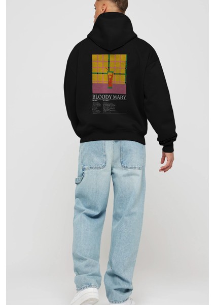 Bloody Mary Kokteyl Arka Baskılı Hoodie Oversize Kapüşonlu Sweatshirt Erkek Kadın fırsatları