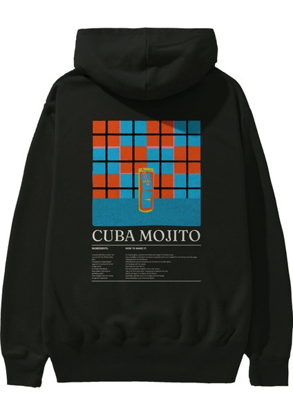 Cuba Mojito Kokteyl Arka Baskılı Hoodie Oversize Kapüşonlu Sweatshirt Erkek Kadın fiyatları