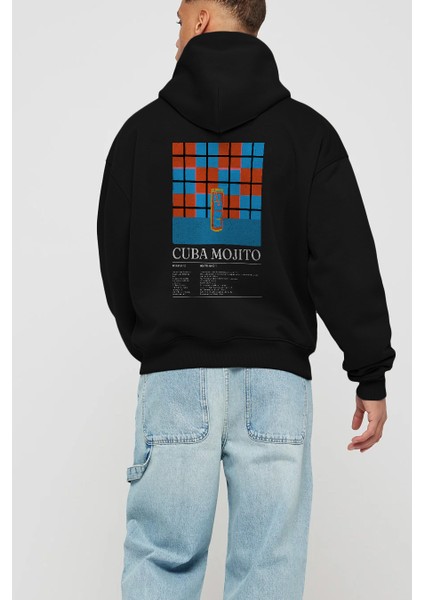 Cuba Mojito Kokteyl Arka Baskılı Hoodie Oversize Kapüşonlu Sweatshirt Erkek Kadın modelleri