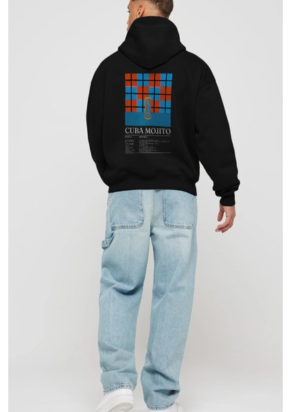 Cuba Mojito Kokteyl Arka Baskılı Hoodie Oversize Kapüşonlu Sweatshirt Erkek Kadın fırsatları