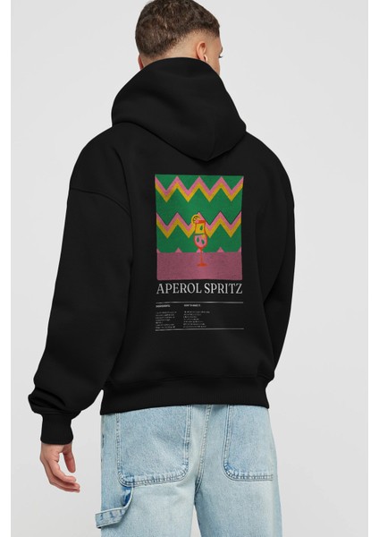 Aperol Spritz Kokteyl Arka Baskılı Hoodie Oversize Kapüşonlu Sweatshirt Erkek Kadın