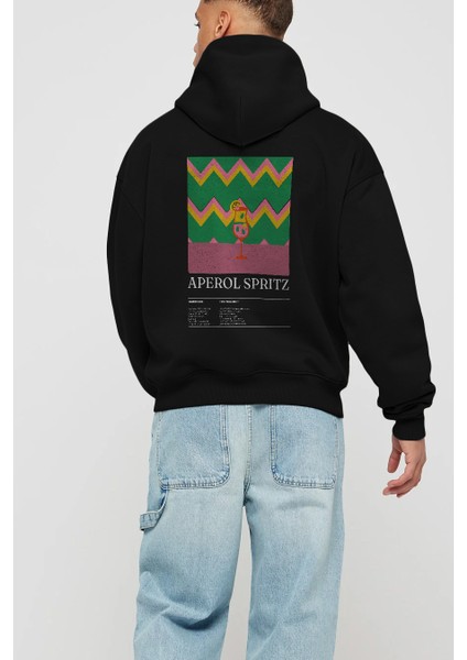 Aperol Spritz Kokteyl Arka Baskılı Hoodie Oversize Kapüşonlu Sweatshirt Erkek Kadın modelleri