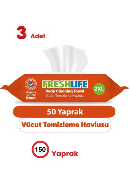 50'li 2 Xl Vücut Temizleme Havlusu 3 Lü