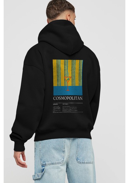 Cosmopolitan Kokteyl Arka Baskılı Hoodie Oversize Kapüşonlu Sweatshirt Erkek Kadın