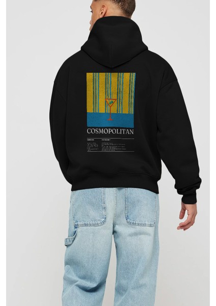 Cosmopolitan Kokteyl Arka Baskılı Hoodie Oversize Kapüşonlu Sweatshirt Erkek Kadın modelleri