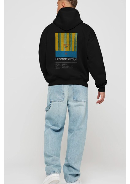 Cosmopolitan Kokteyl Arka Baskılı Hoodie Oversize Kapüşonlu Sweatshirt Erkek Kadın fırsatları